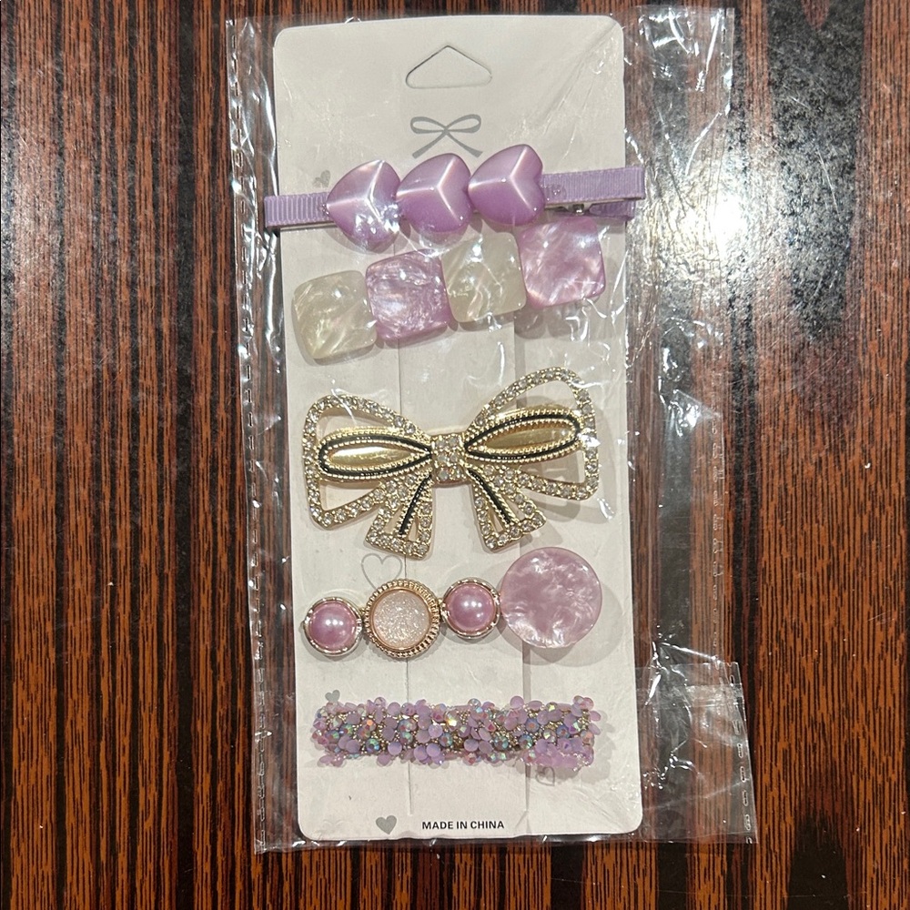 Purple and Gold Kids Hair Accessories Set